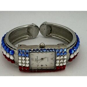 LZ New York Cuff Watch Red White Blue 729 New Battery‎ Women Z